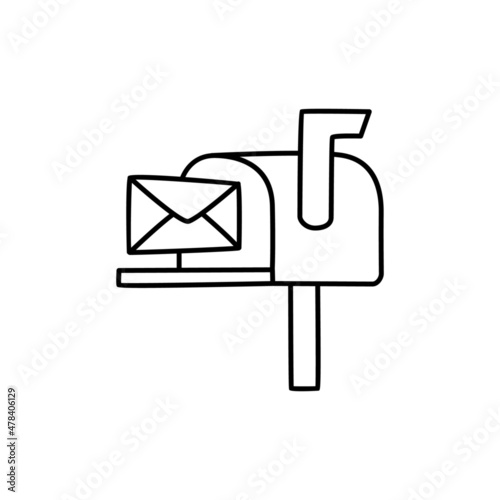 Mailbox Icon  in black line style icon, style isolated on white background