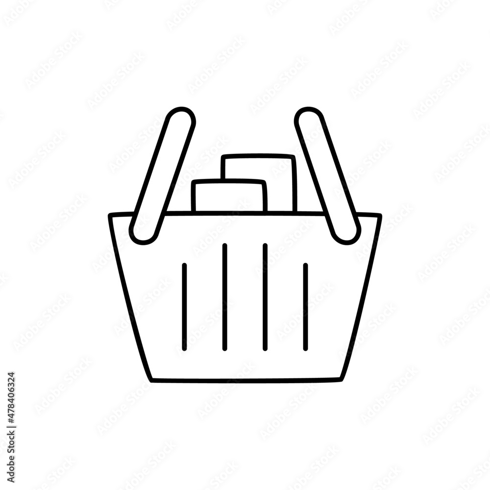 Shopping Icon in black line style icon, style isolated on white background Shopping Icon in black line style icon, style isolated on white background
