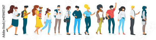 Vector flat style set of standing people