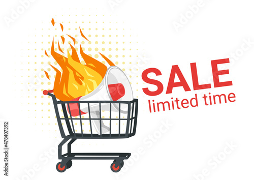 Vector cartoon style illustration of shopping cart