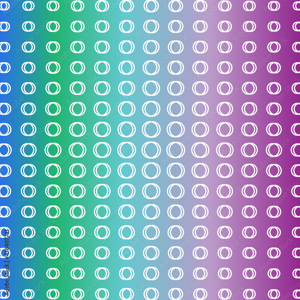 Rainbow background with white circles and optical effect. Vector illustration