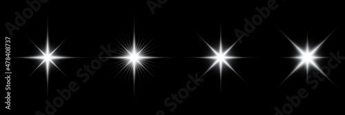 Sparkling star, vector glowing star light effect. Glitter magic star sparks. Vector illustration