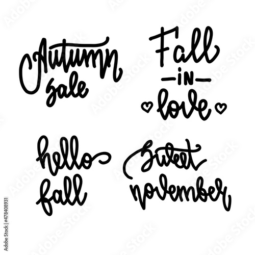 Set of autumn lettering isolated on white background. illustration for posters, cards and much more