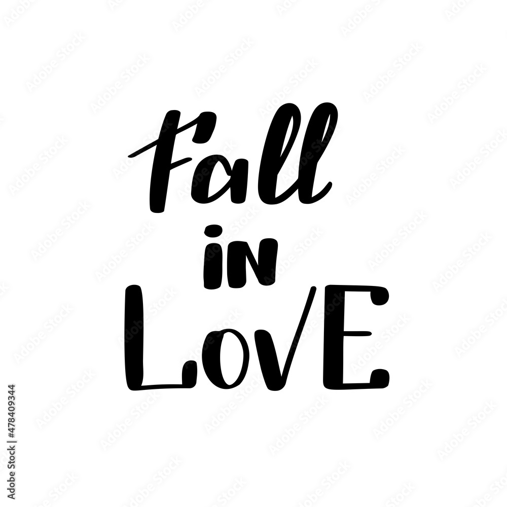 Fall in love. Handwritten lettering isolated on white background. illustration for posters, cards and much more Fall in love. Handwritten lettering isolated on white background. illustration for posters, cards and much more