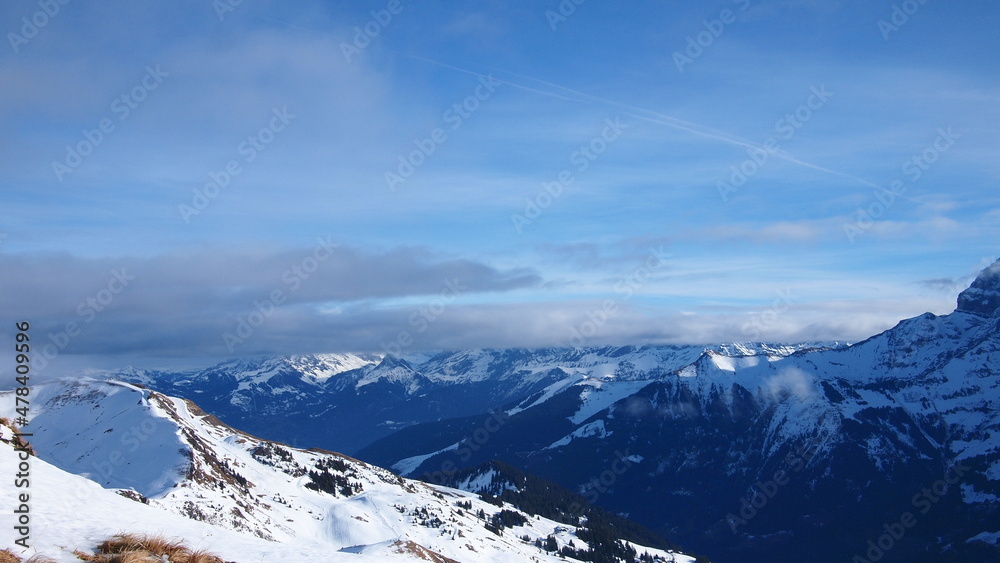 Fototapeta premium Magnificent view of the French Alps in winter, France