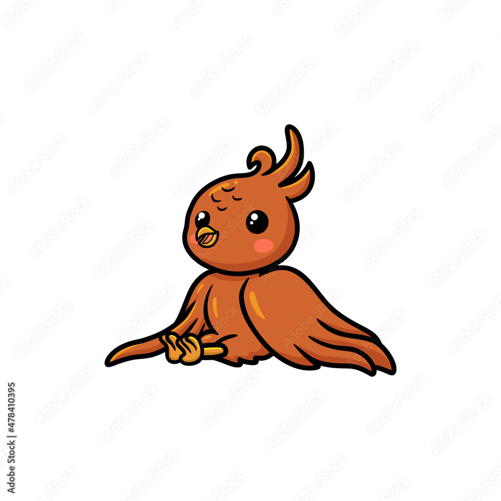 Fototapeta premium Cute little phoenix cartoon sitting