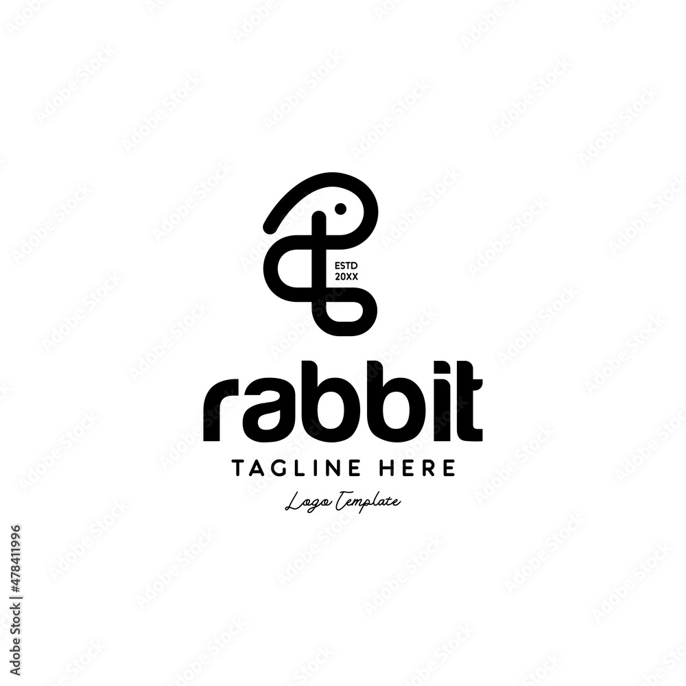 monoline rabbit logo icon vector template monoline rabbit logo icon vector template