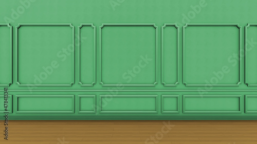 Fototapeta Naklejka Na Ścianę i Meble -  Interior wall with worked wooden molds 3d image old classic victorian architecture