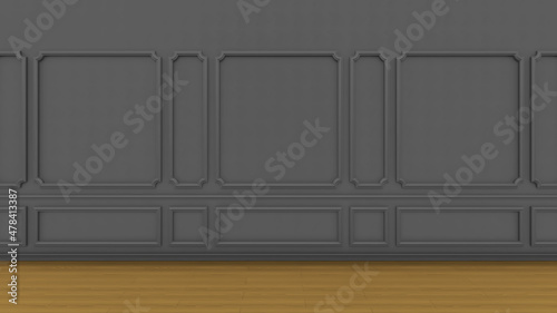 Fototapeta Naklejka Na Ścianę i Meble -  Interior wall with worked wooden molds 3d image old classic victorian architecture