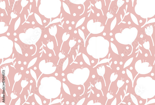 Wallpaper Mural 春の白の草花のピンク背景の壁紙
 Torontodigital.ca