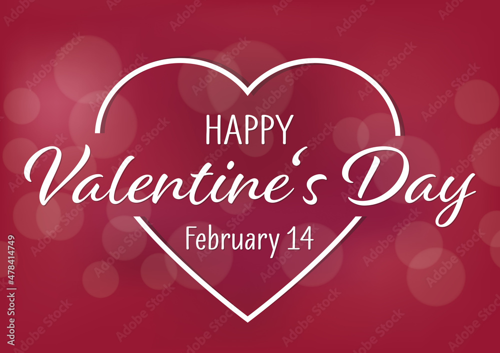 Happy Valentine's Day - Heart and text on a red background with bokeh. Happy Valentine's Day - Heart and text on a red background with bokeh.