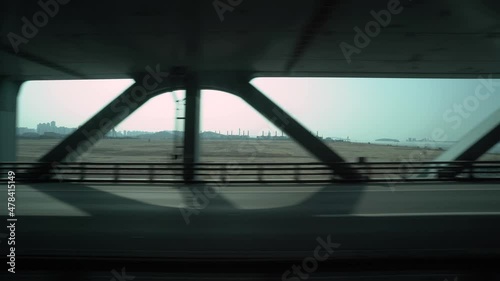 Incheon, South Korea - Mar 2021 : View from Airport Railway on the way to Incheon International Airport photo