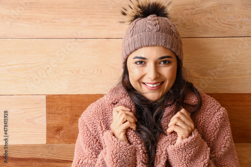 Beautiful woman in winter c...