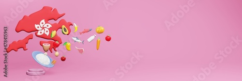 Photography 3d rendering of healthy food consumption nutritional requirements in Hongkong