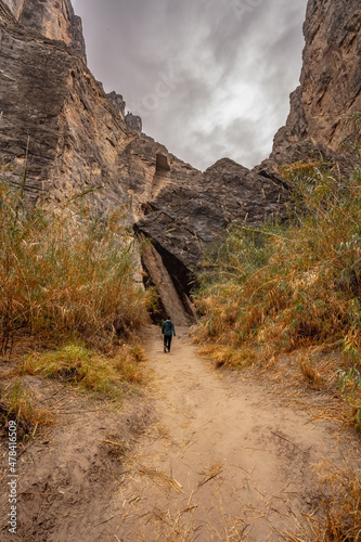 Hiker Along Trail to Santa Elana Canyon photo