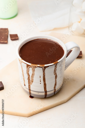 Warm hot chocolate drink in...