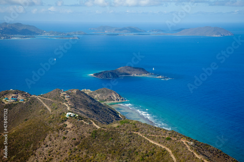 Peter Island and Dead Chest Island. Big reef Bay. British Virgin Islands Caribbean