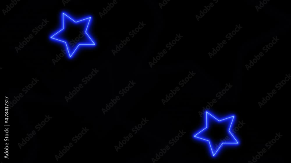 Modern Minimalist Decorative Animation VJ loop, Blue Neon Stars Background Isolated On Black Modern Minimalist Decorative Animation VJ loop, Blue Neon Stars Background Isolated On Black