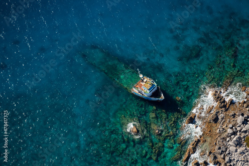 The Dogs and its Ship Wrecks. British Virgin Islands Caribbean © Overflightstock