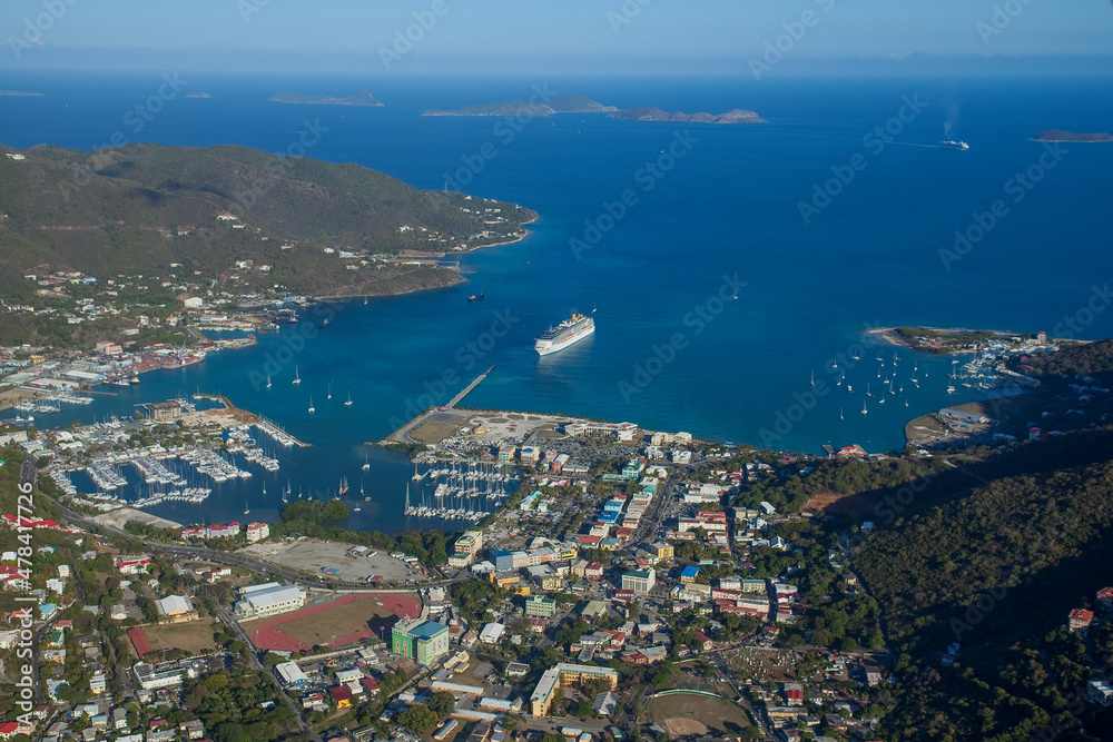 Naklejka premium Tortola and Road Town. British Virgin Islands Caribbean