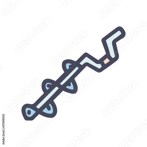 ice screw for winter fishing color vector doodle simple icon