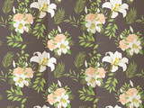 Beautifull Seamless Pattern Design With Lily Flower