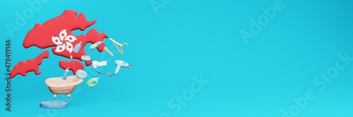 Photography 3d rendering of using bathroom equipment in Hongkong for data display social med