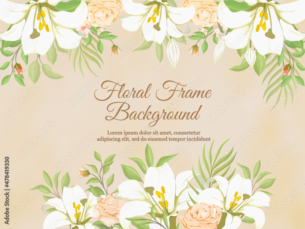 Beautifull Wedding Banner Background with Lily Flower Design Stock Vector |  Adobe Stock