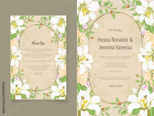 Beautifull Wedding Invitation Design with Lily Flowers