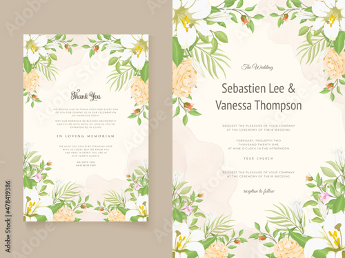 Beautifull Wedding Invitation Design with Lily Flowers
