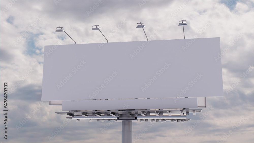Commercial Billboard. Blank Large Format Sign against a Cloudy Afternoon Sky. Design Template. Commercial Billboard. Blank Large Format Sign against a Cloudy Afternoon Sky. Design Template.