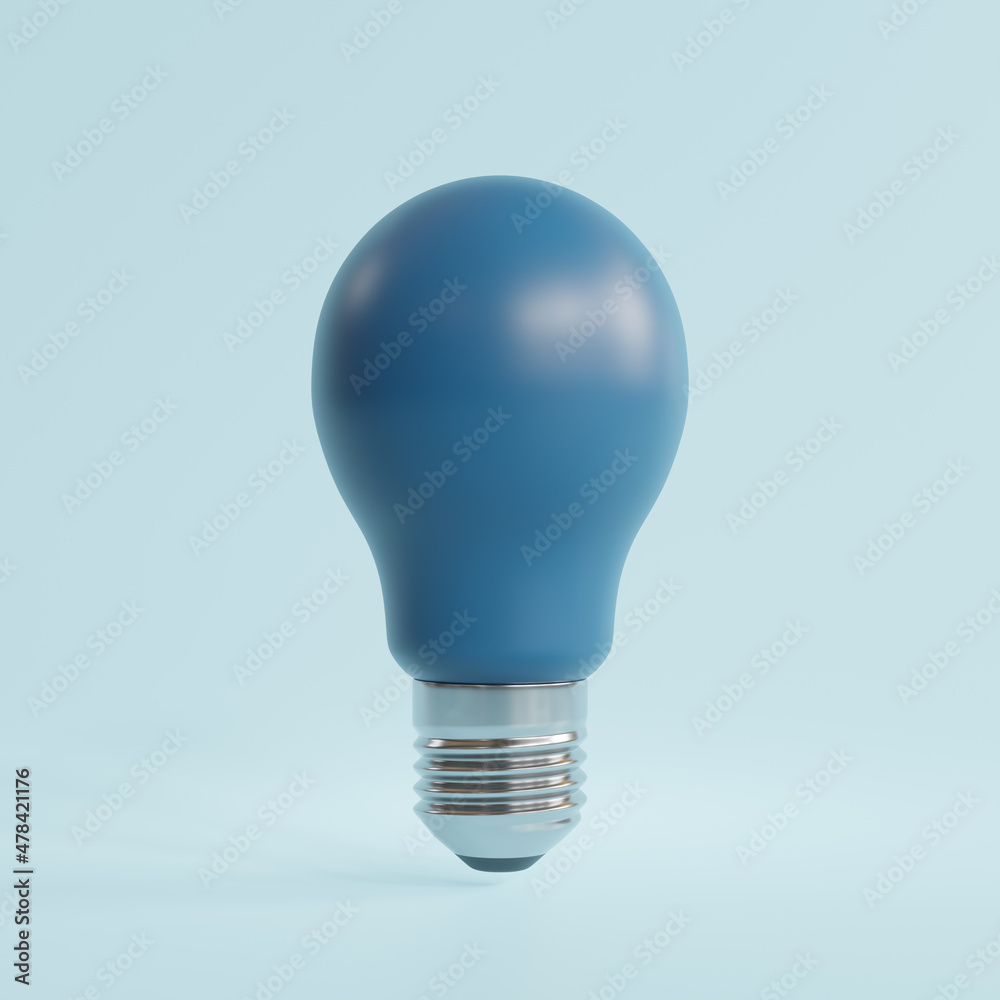 Blue light bulb on bright background in pastel colors, bright idea concept, 3d illustration. Blue light bulb on bright background in pastel colors, bright idea concept, 3d illustration.