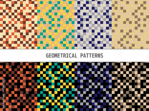 背景　パターン　セット　スウォッチ　幾何学　壁紙　四角形　背景素材　テクスチャ　模様　シームレス