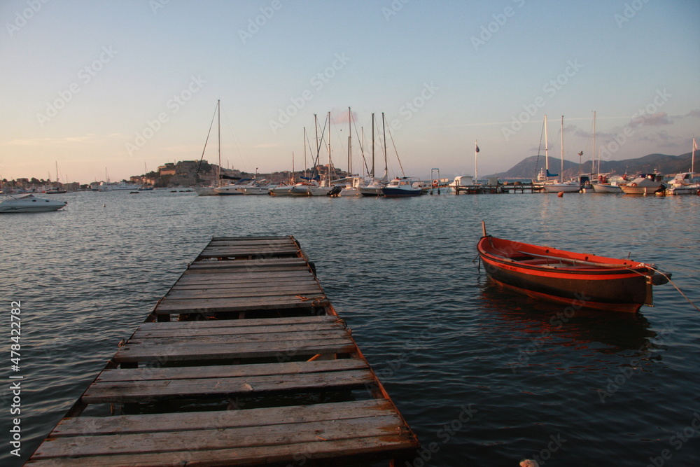 The Island of Elba, red Boat