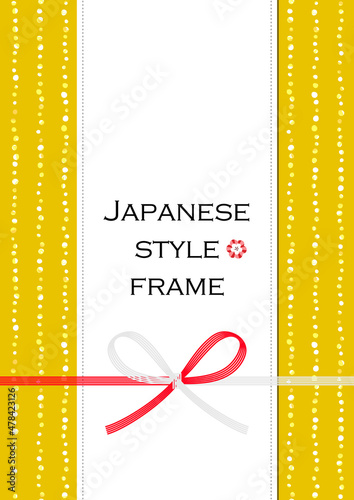 Japanese background illustration with hand drawn dots (frame, vector)