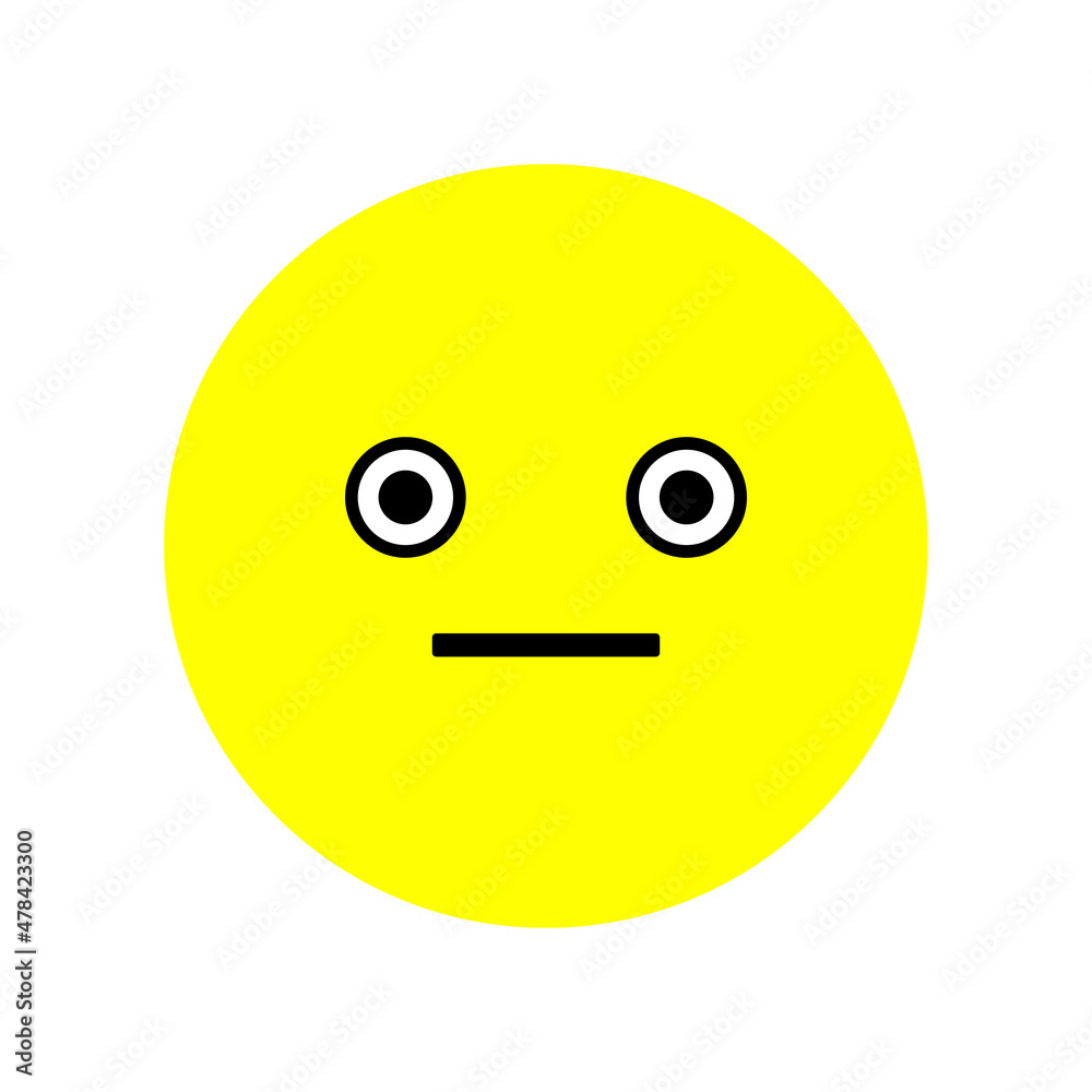 Fototapeta premium Confused emoji. Yellow face. Chat symbol. Message button. Communication background. Vector illustration. Stock image. 