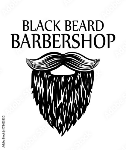 Barbershop.Black Beard with moustache silhouette vector drawing.Male face barber shop logo.Fashion for men icon, hand drawn gentleman grooming illustration,fathers day or men's day November.DIY.Cricut