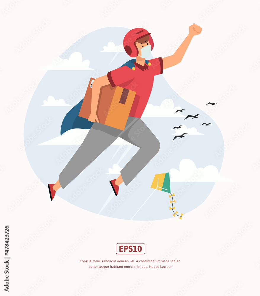 Delivery line flat illustration with characters