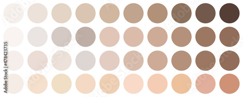 Skin tones palette. Beauty sphere. Paint texture. Graphic design. Fashion style. Vector illustration. Stock image. 