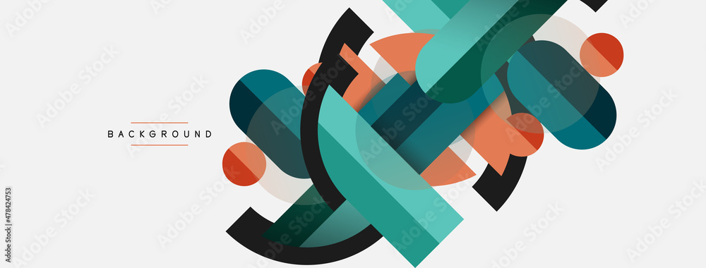 Geometric shapes composition abstract background. Circles lines and rectangles. Vector illustration for wallpaper banner background or landing page Geometric shapes composition abstract background. Circles lines and rectangles. Vector illustration for wallpaper banner background or landing page