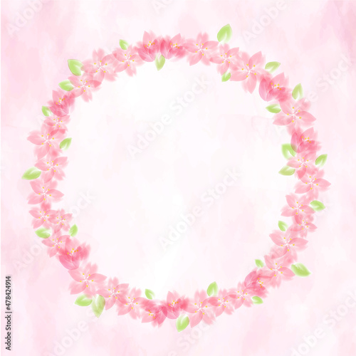 葉桜のリースの背景イラスト