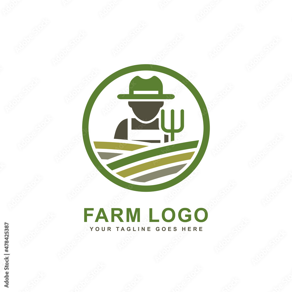 Farm logo. Farmer logo design vector Farm logo. Farmer logo design vector