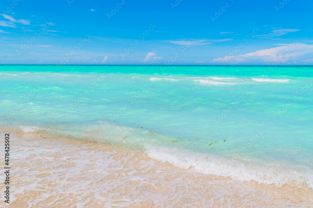 Beautiful turquoise beach landscape background in Mexico