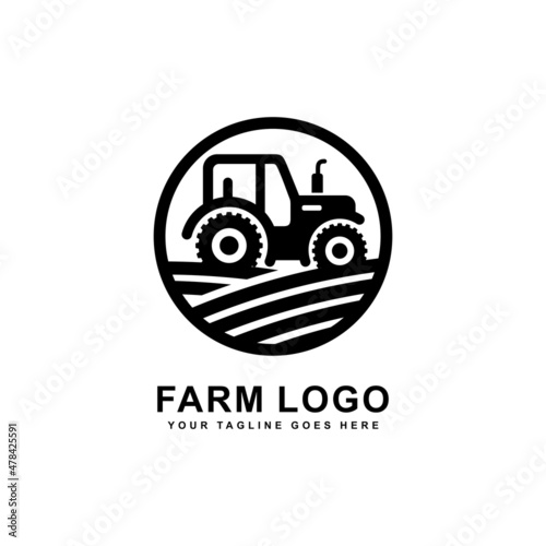 Farm logo. Tractor logo design vector