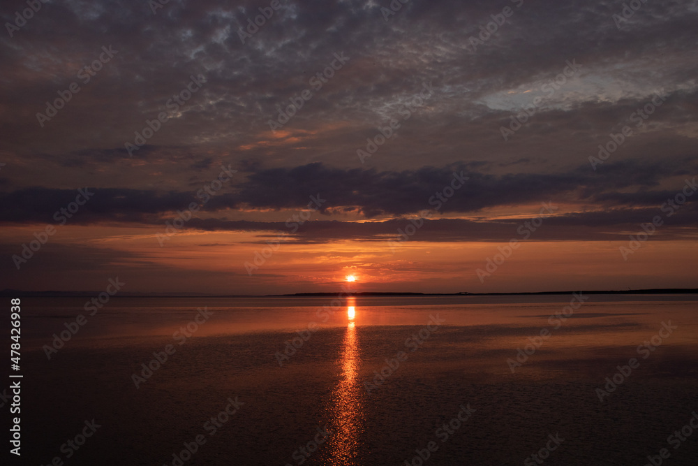 Obraz premium サロマ湖の夕陽 