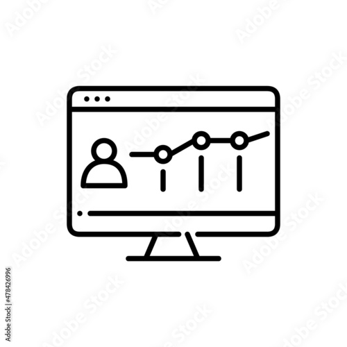 Personal profile statistics. Pixel perfect, editable stroke icon