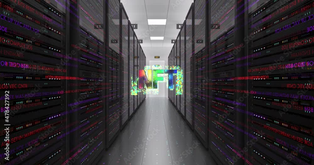 NFT Symbol In A Modern High Tech Datacenter Room Non Fungible Token NFT Symbol In A Modern High Tech Datacenter Room Non Fungible Token