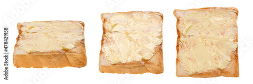 Slices toast bread on white background