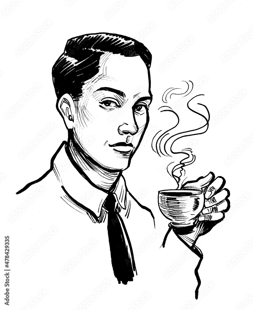 4206 Man Drinking Coffee Sketch Images Stock Photos  Vectors   Shutterstock