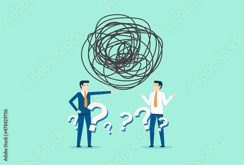 Business people discussing problem together, anxiety from work difficulty and overload, problem in pressure